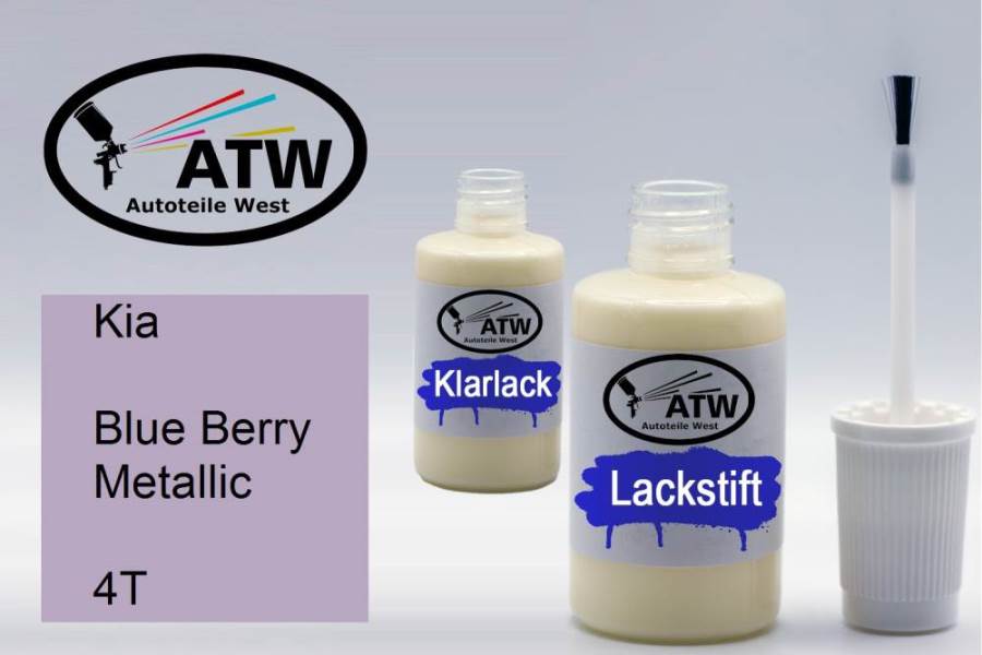 Kia, Blue Berry Metallic, 4T: 20ml Lackstift + 20ml Klarlack - Set, von ATW Autoteile West.